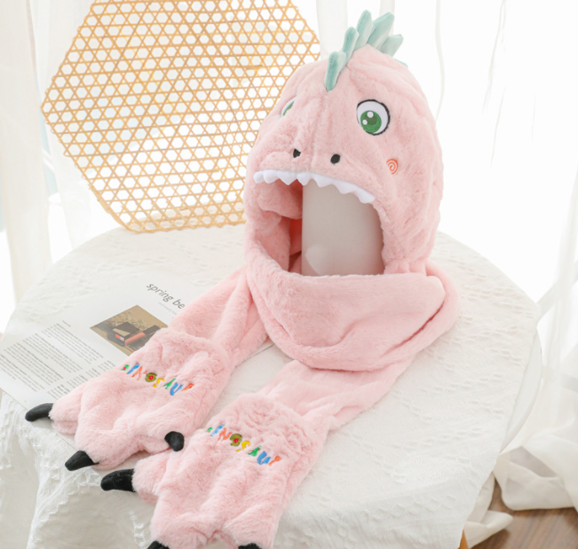 Integrated Plush Insulation Winter Hat and Scarf Set