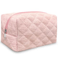 Trnerm Small Makeup Bag Quilted Cosmetic Bag Coquette Makeup Pink Waffle Pouch Makeup Organizer Small Travel Makeup Bag Travel Toiletry Bag for Women Girls