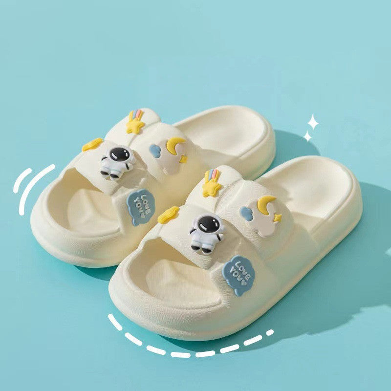Astronaut Cartoon Slippers Stepping on Messy Stuff