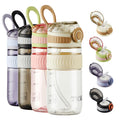 TKK 18oz Kids Water Bottles with Straw Lid & Carry Handle Pop Button BPA Free Leak Proof Water Bottle for School Beige