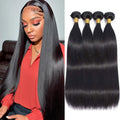 Human Hair Bundles 24 26 28 30Inch Straight Bundles Human Hair 100% Unprocessed Brazilian Virgin Hair 4 Bundles Deals Human Hair Extensions 12A Straight Weave Bundles Human Hair Natural Black