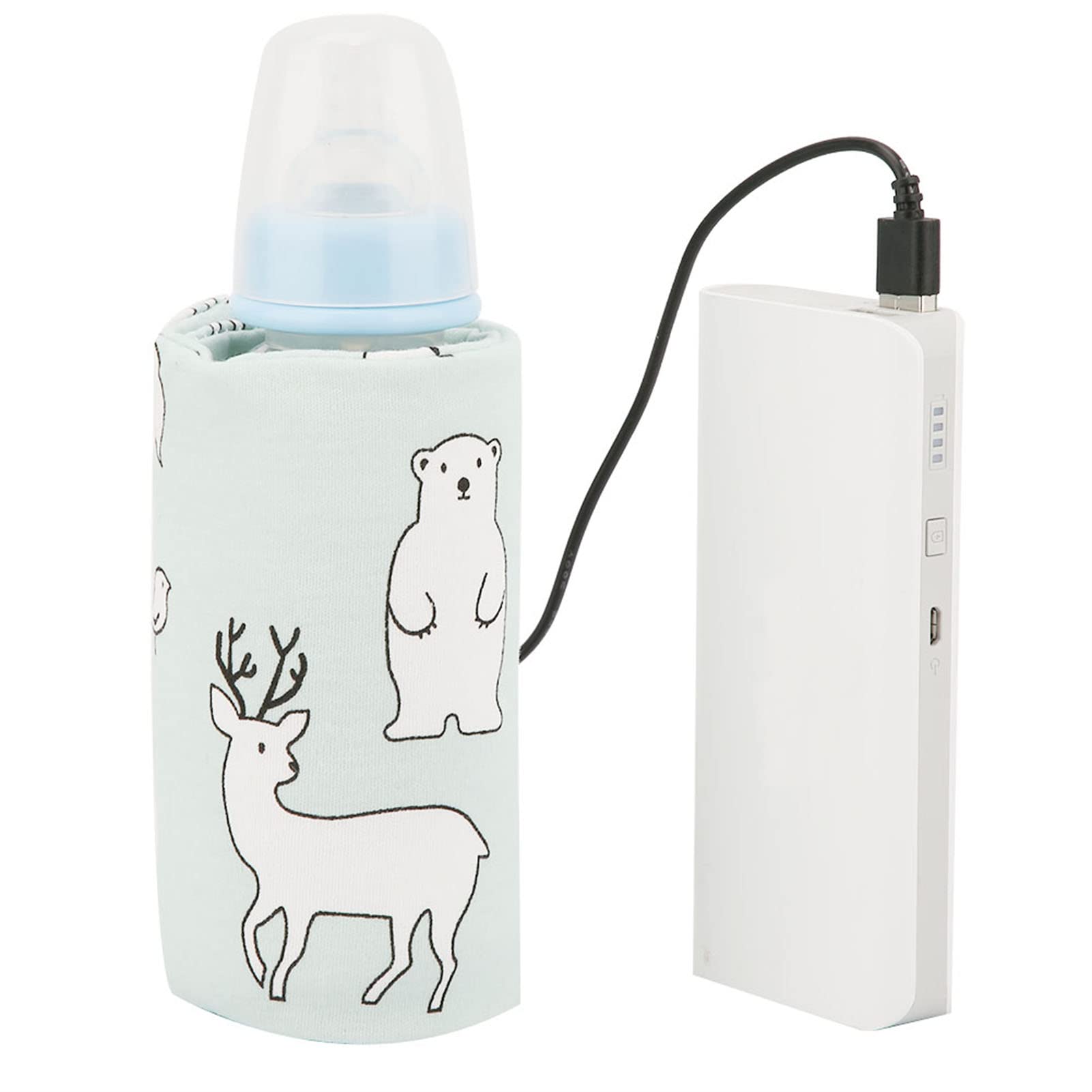 Cuifati USB Baby Feeding Bottle Warmer Portable Cartoon Milk Bottle Travel Heater Portable Milk Bottle Heating Warmer for Home Outdoors Travel(Bear)