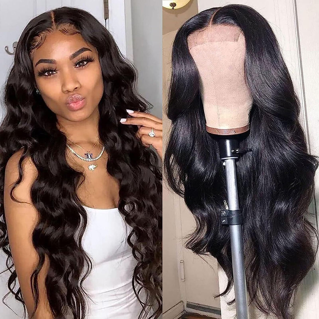 NewYou Body Wave Lace Front Wigs Human Hair for Women 4x4 Lace Closure Wigs Human Hair Pre Plucked 180% Density Brazilian Glueless Wigs Human Hair 32 Inch