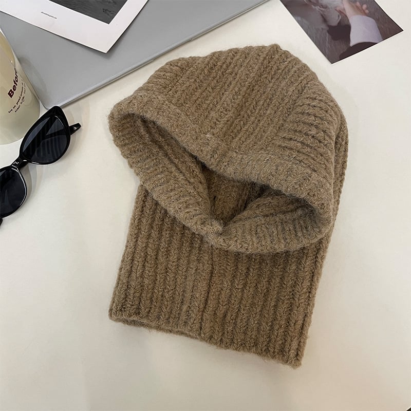 Knitted Woolen Winter Hat and Scarf with Earflaps
