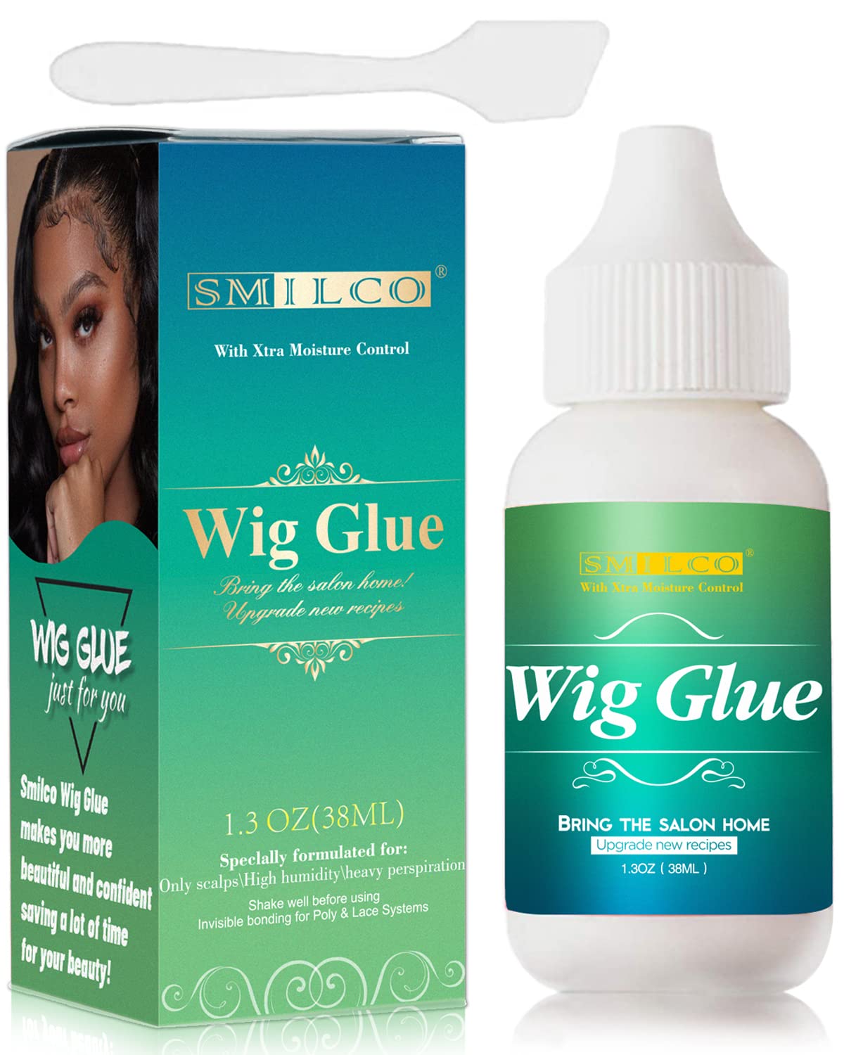 Smilco Lace Wig Glue - Waterproof Super Hold Front Lace Adhesive Invisible Bonding for Wigs Oil-Resistant & Latex-Free Hair Glue (1.3OZ)
