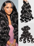 Human Hair Bundles 4 Bundles Hair Extensions Body Wave Bundles Human Hair 20 22 24 26 Inch 100% Unprocessed Brazilian Virgin Hair Quick Weave Bundles Human Hair Natural Black