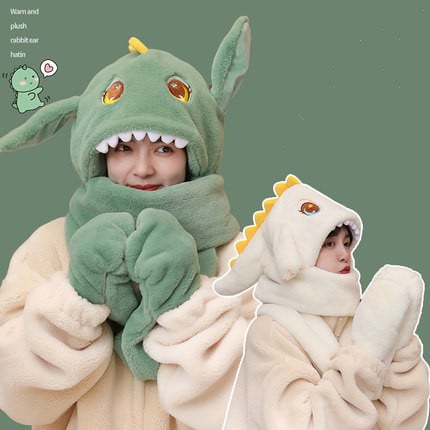 Integrated Plush Insulation Winter Hat and Scarf Set