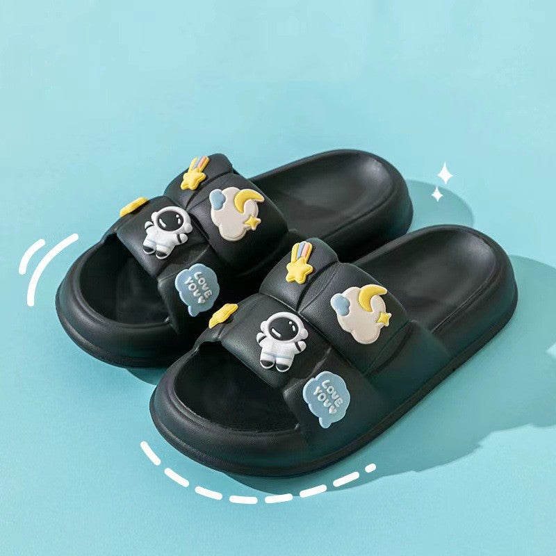 Astronaut Cartoon Slippers Stepping on Messy Stuff