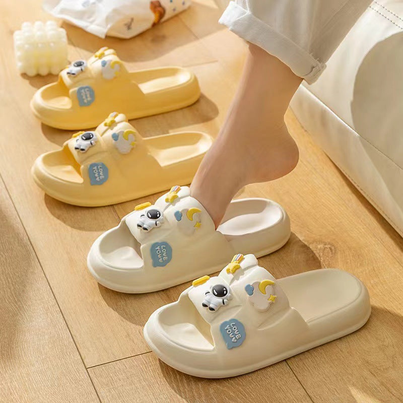 Astronaut Cartoon Slippers Stepping on Messy Stuff