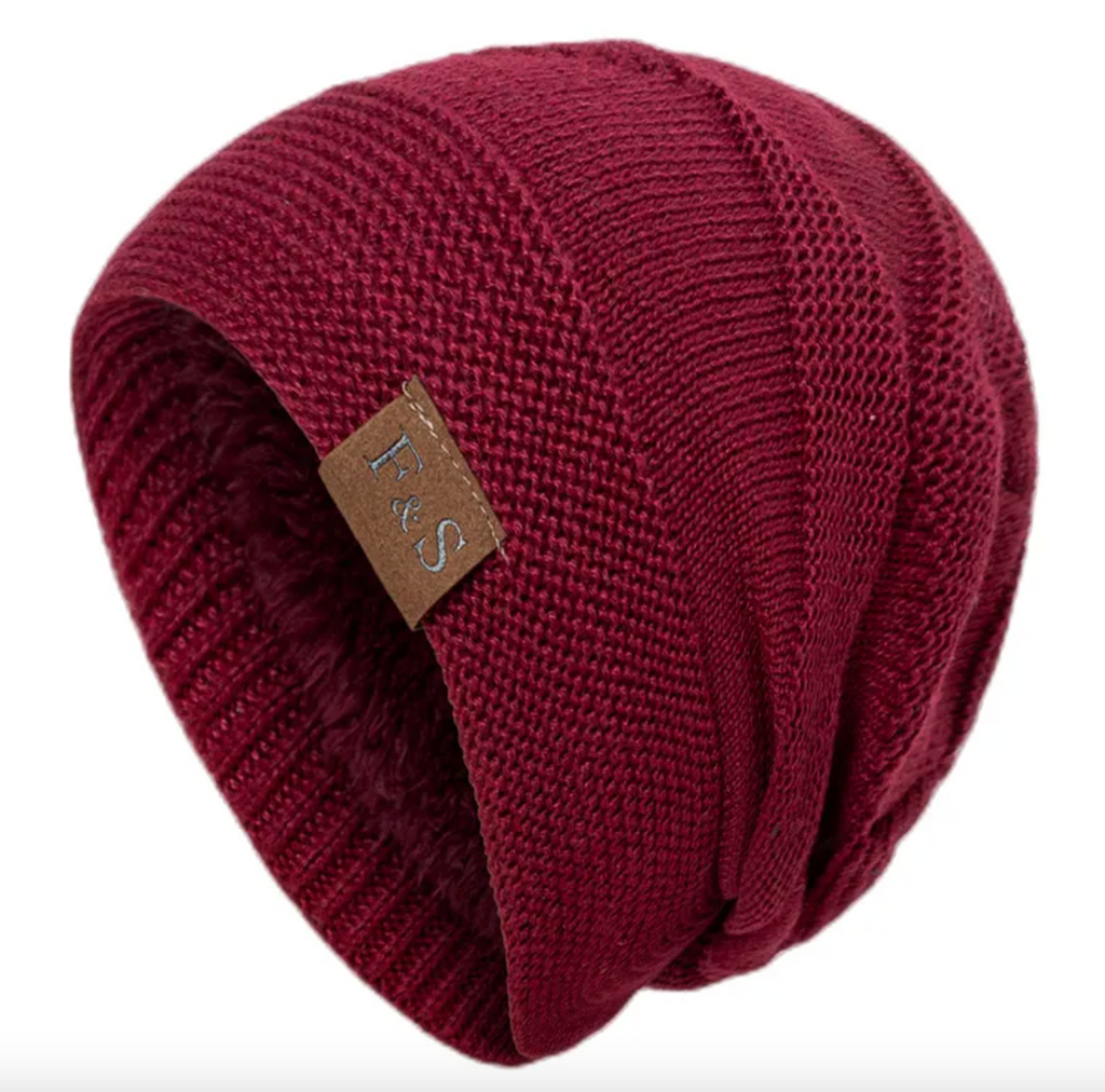 Fleece-Lined Wool Knit Winter Hat
