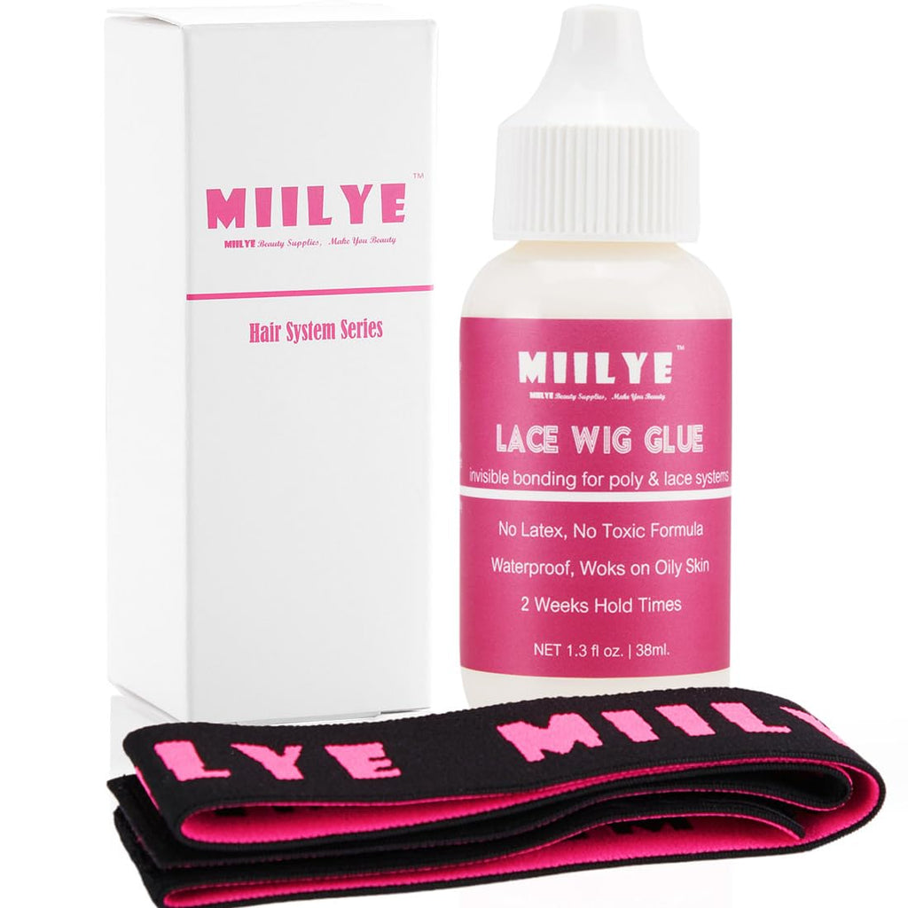 MIILYE Lace Wig Glue Strong Hold Lace Glue for Wigs Waterproof Sweat Proof Lace Front Glue Bond Glue for Lace Wigs Invisible Hair Glue for Wigs Wig Glue for Front Lace Wig Bonding Adhesive White