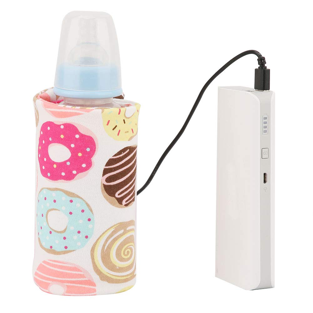 USB Baby Feeding Bottle Warmer Portable Cartoon Milk Bottle Travel Heater Portable Milk Bottle Heating Warmer Compatible with Many Kinds of 5V 2A USB Devices(Donut 12)