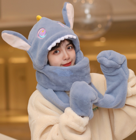 Integrated Plush Insulation Winter Hat and Scarf Set