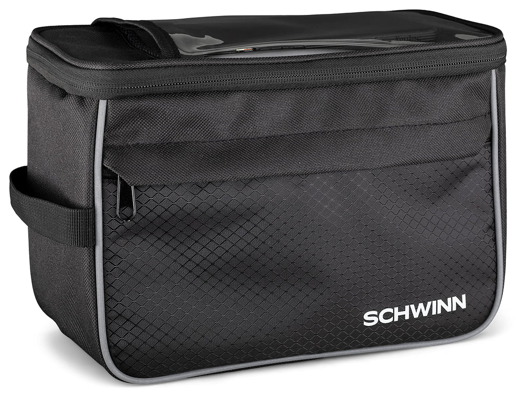 Schwinn Bike Bag Pannier and Storage Easy to Attach Hold Cell Phones Snacks Wallet Mounted Bicycle Accessories Handlebar Phone Bag Black