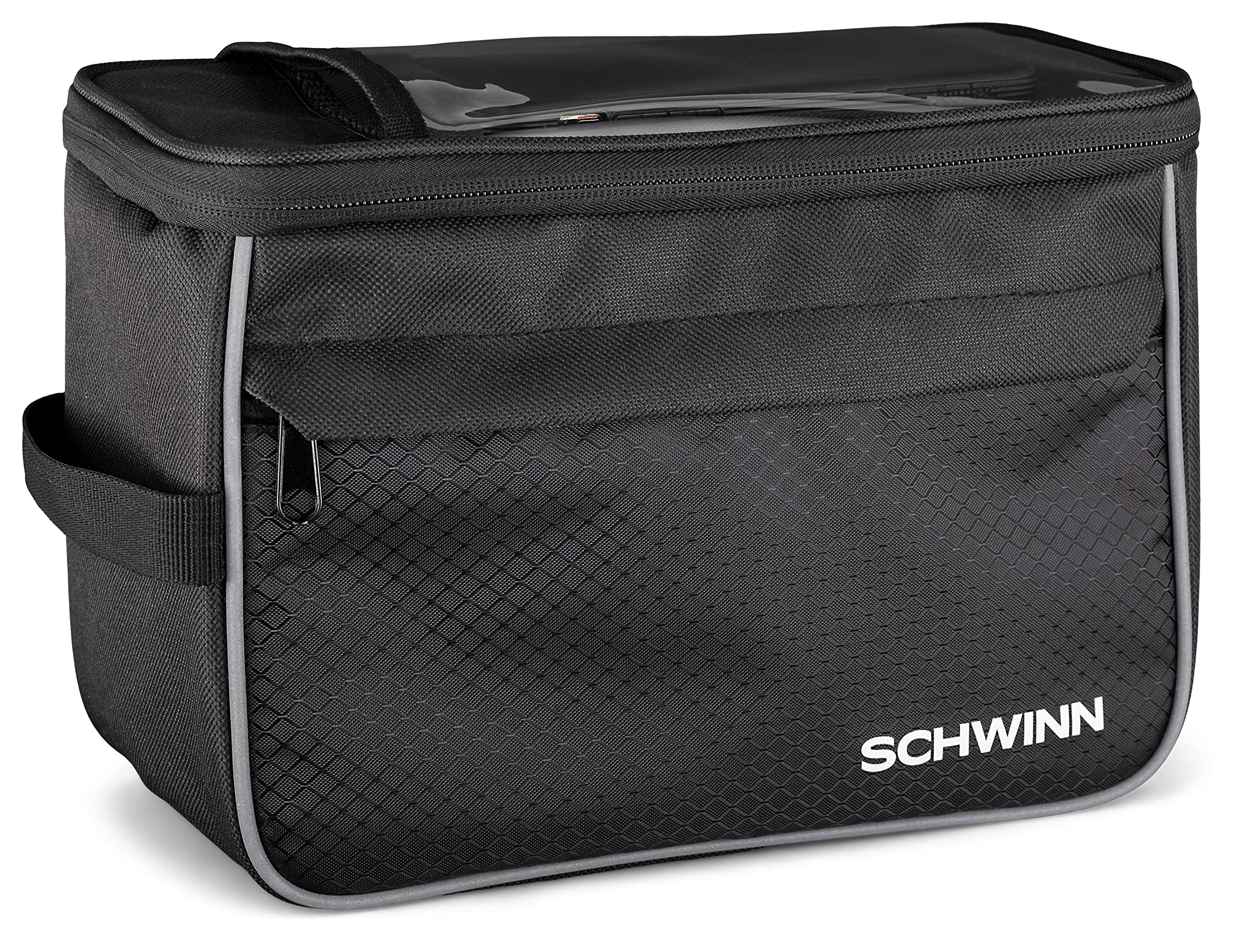 Schwinn Bike Bag Pannier and Storage Easy to Attach Hold Cell Phones Snacks Wallet Mounted Bicycle Accessories Handlebar Phone Bag Black