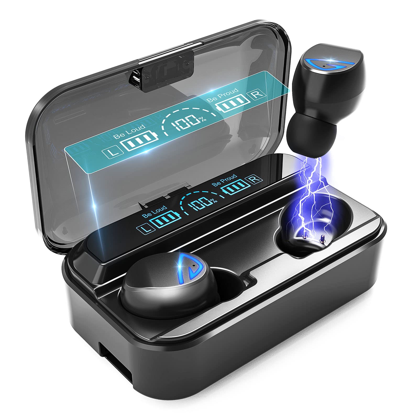 Yardstick Wireless Earbuds Bluetooth 5.2 Headphones with Wireless Charging Case 1200mAh-60Hrs Play Time-Cell Phones Charging Function Built-in Microphone IPX5 Waterproof Earphone for iOS/Android