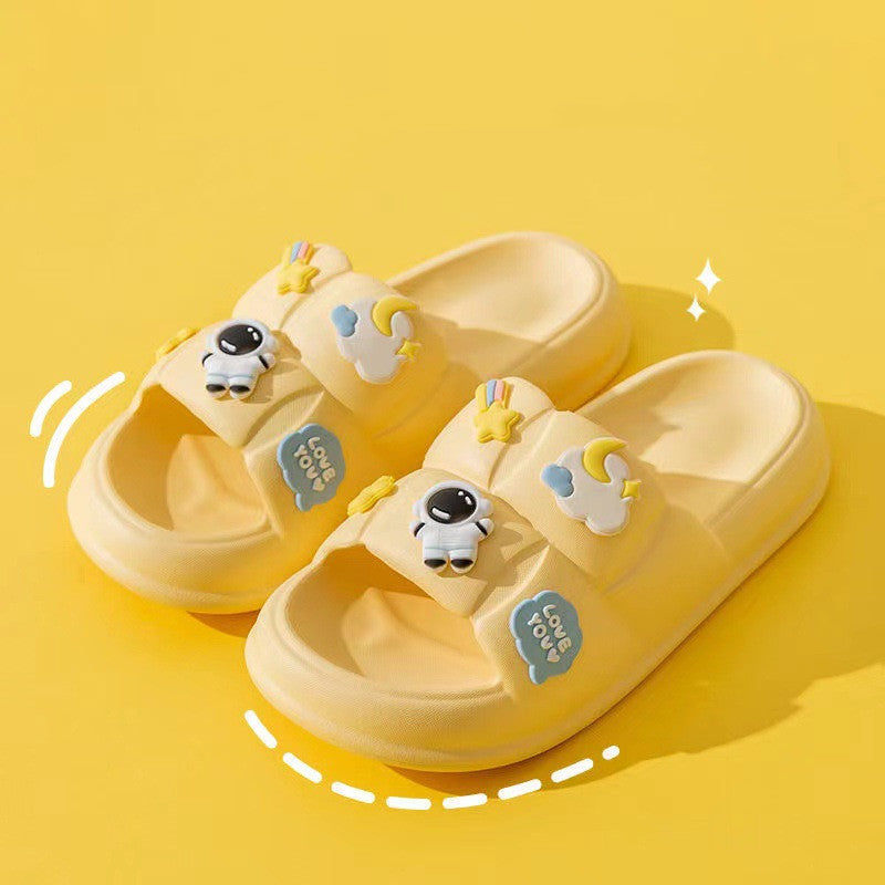 Astronaut Cartoon Slippers Stepping on Messy Stuff