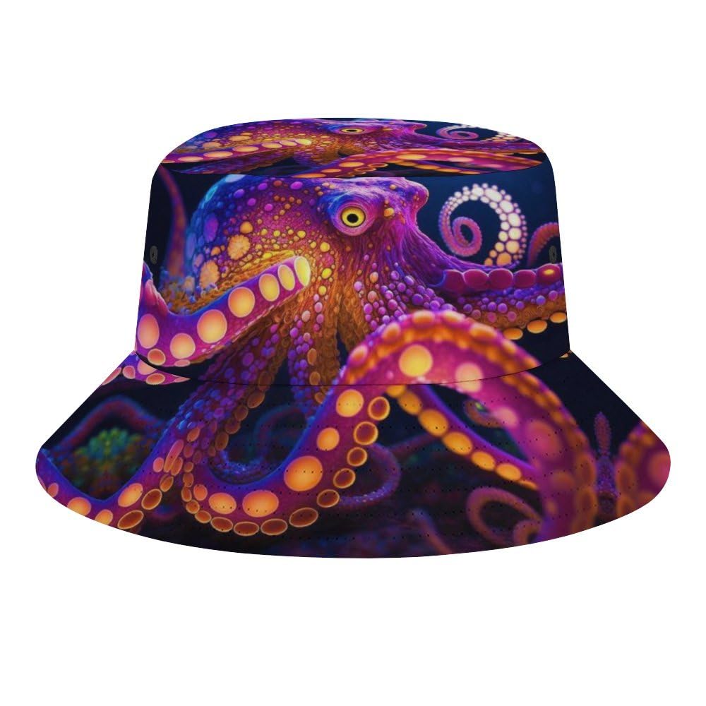Octopu Mens Womens Bucket Hat Summer Vacation Travel Beach Sun Hat Packable Lightweight Outdoor Hat