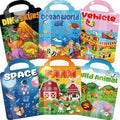 Kalysky 6Set Puffy Sticker Books for Kids 2-4 3D Reusable Stickers Books for Toddlers 2-45-7Farm+Animal+Dinosaurs+Ocean World+Space+VehicleDesign on Kalysky